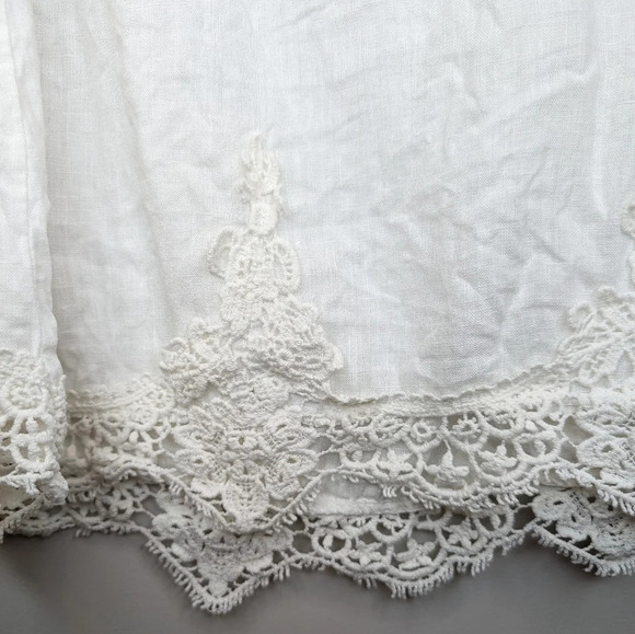 Bellambra Italian 100% Linen White Lace Detail Sleeveless Blouse Women Small - Picture 4 of 11
